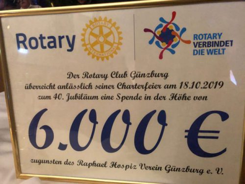 Rotary Club Günzburg überrascht den RHV mit großzügiger Spende